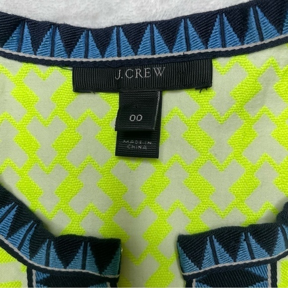 J. Crew Neon Yellow Arrow Print Sleeveless Shift Dress Womens 00 - Picture 13 of 16